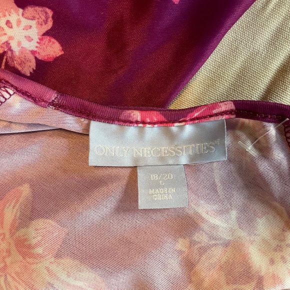 Only Necessities Purple White Pink Polyester Short Sleeve Zip Front House Dress - Picture 5 of 7